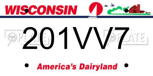 201VV7 Wisconsin License Plate