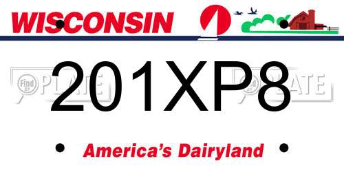 201XP8 Wisconsin License Plate