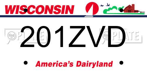 201ZVD Wisconsin License Plate
