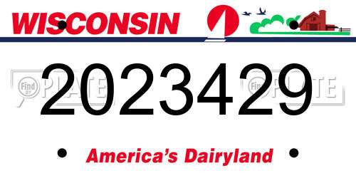 2023429 Wisconsin License Plate