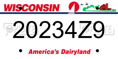 20234Z9 Wisconsin License Plate