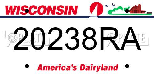 20238RA Wisconsin License Plate