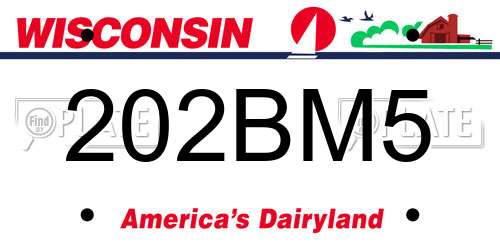 202BM5 Wisconsin License Plate