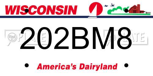 202BM8 Wisconsin License Plate