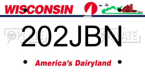 202JBN Wisconsin License Plate