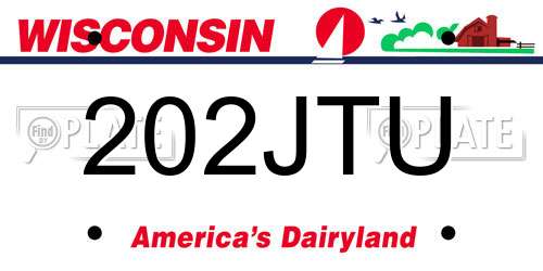 202JTU Wisconsin License Plate