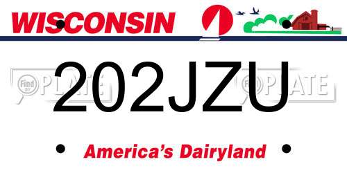 202JZU Wisconsin License Plate