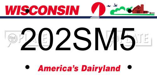 202SM5 Wisconsin License Plate