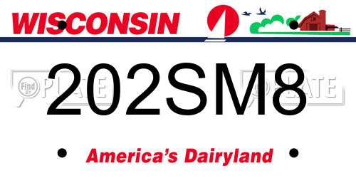 202SM8 Wisconsin License Plate
