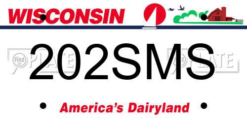 202SMS Wisconsin License Plate