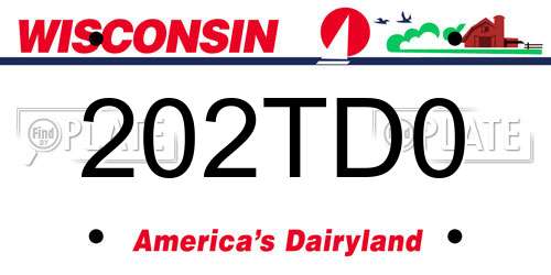 202TD0 Wisconsin License Plate