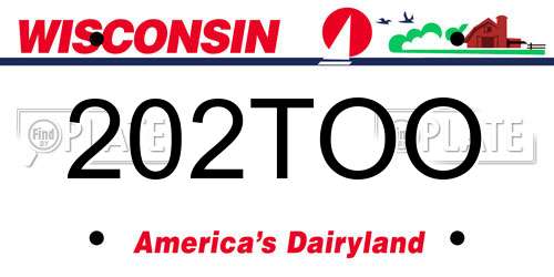 202TOO Wisconsin License Plate