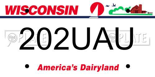 202UAU Wisconsin License Plate