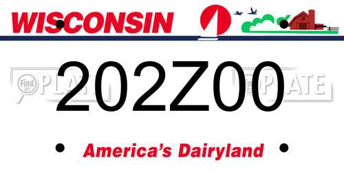 202Z00 Wisconsin License Plate