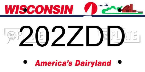 202ZDD Wisconsin License Plate