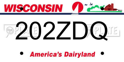 202ZDQ Wisconsin License Plate