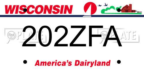 202ZFA Wisconsin License Plate