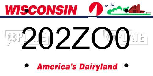 202ZO0 Wisconsin License Plate