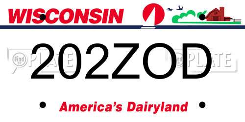 202ZOD Wisconsin License Plate