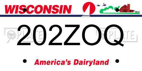 202ZOQ Wisconsin License Plate