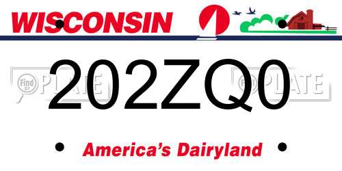 202ZQ0 Wisconsin License Plate