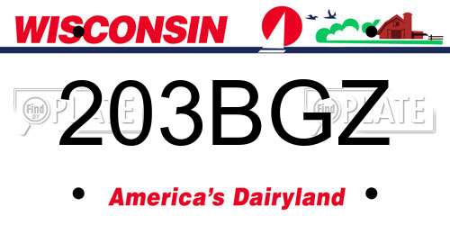 203BGZ Wisconsin License Plate
