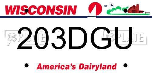203DGU Wisconsin License Plate