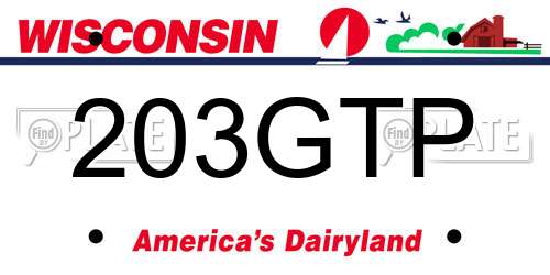 203GTP Wisconsin License Plate