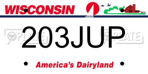203JUP Wisconsin License Plate