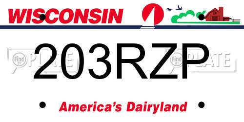 203RZP Wisconsin License Plate