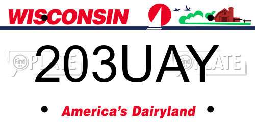 203UAY Wisconsin License Plate