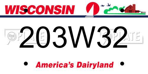 203W32 Wisconsin License Plate