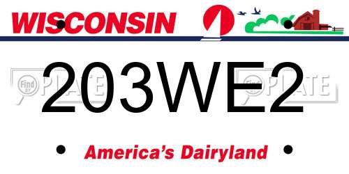 203WE2 Wisconsin License Plate