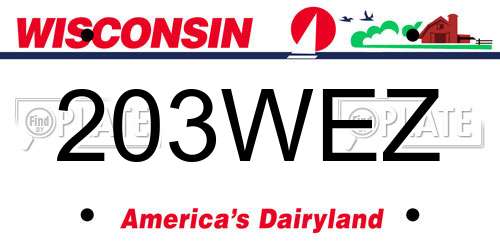 203WEZ Wisconsin License Plate
