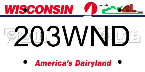 203WND Wisconsin License Plate