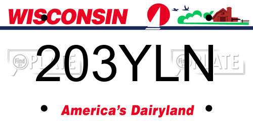 203YLN Wisconsin License Plate