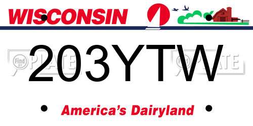 203YTW Wisconsin License Plate