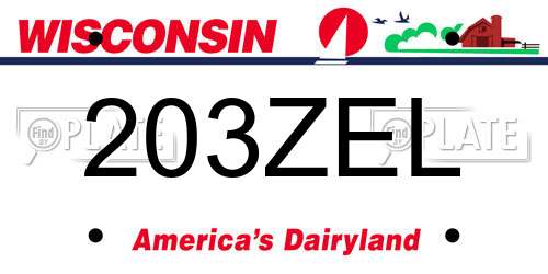 203ZEL Wisconsin License Plate
