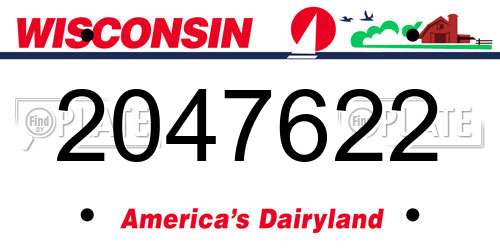 2047622 Wisconsin License Plate