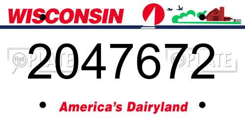 2047672 Wisconsin License Plate