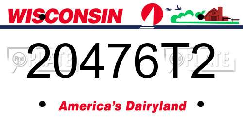 20476T2 Wisconsin License Plate