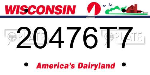 20476T7 Wisconsin License Plate