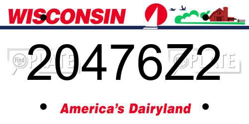 20476Z2 Wisconsin License Plate