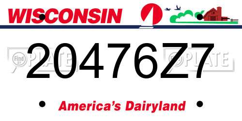 20476Z7 Wisconsin License Plate