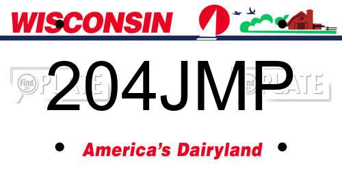 204JMP Wisconsin License Plate