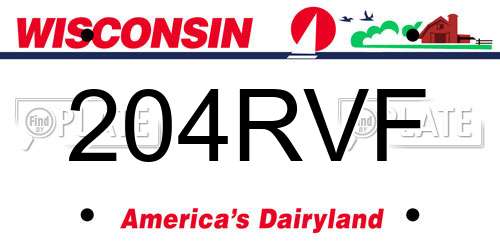 204RVF Wisconsin License Plate