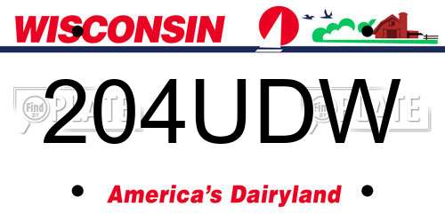 204UDW Wisconsin License Plate