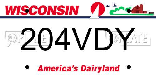204VDY Wisconsin License Plate
