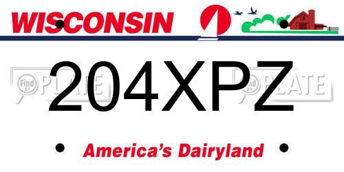 204XPZ Wisconsin License Plate