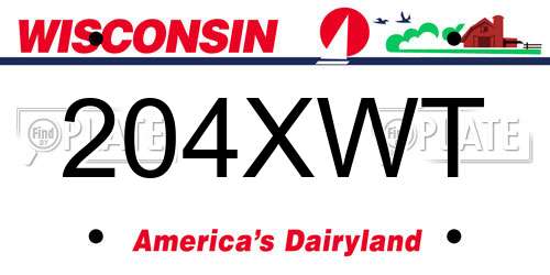204XWT Wisconsin License Plate